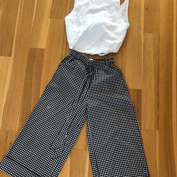 Zara wide leg cropped pants check gingham - Picture 3 of 5